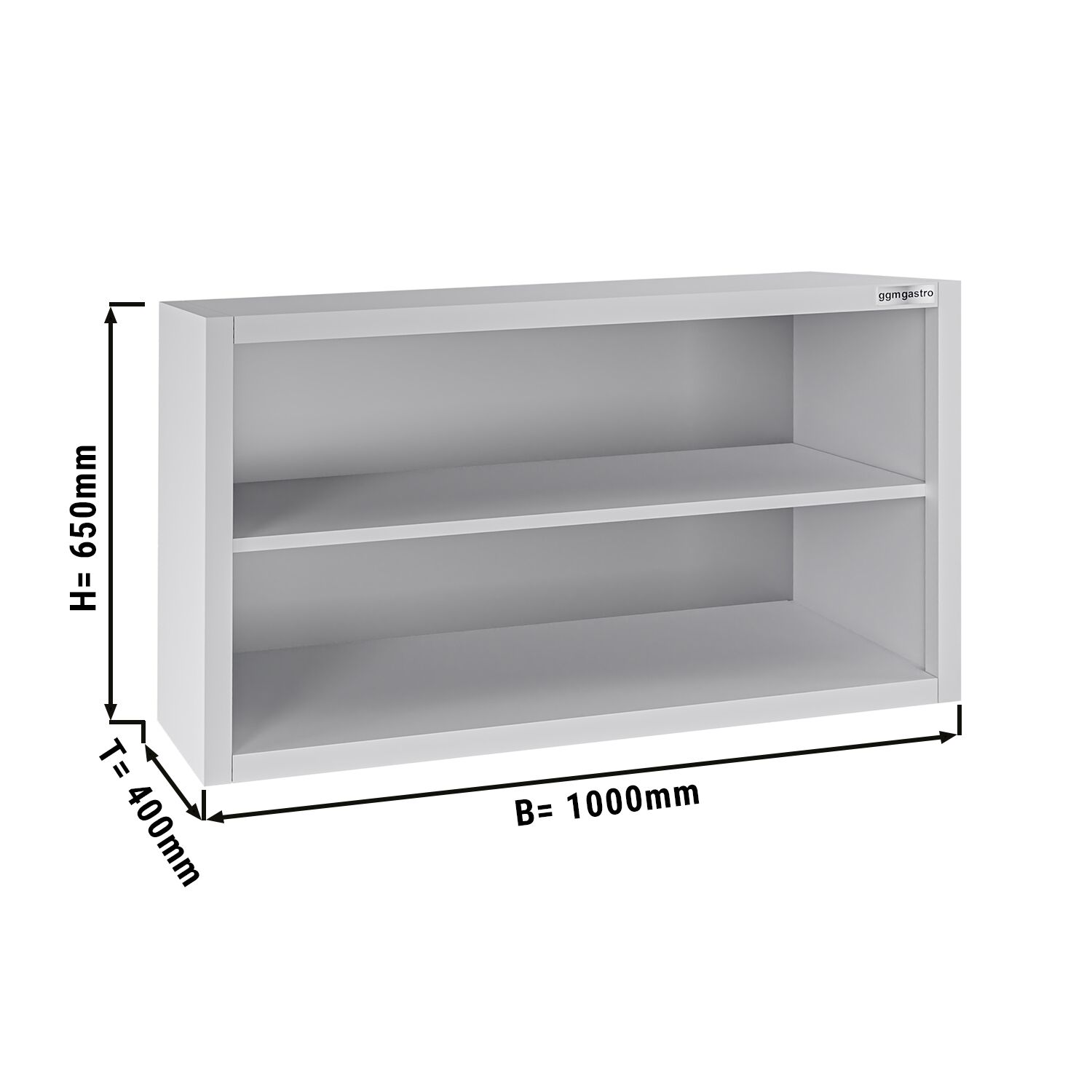 Stainless steel wall cabinet ECO - 1000x400mm - without sliding door - 650mm high