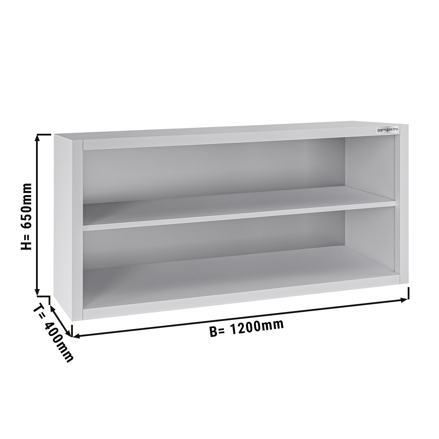 Stainless steel wall cabinet ECO - 1200x400mm - without sliding door - 650mm high