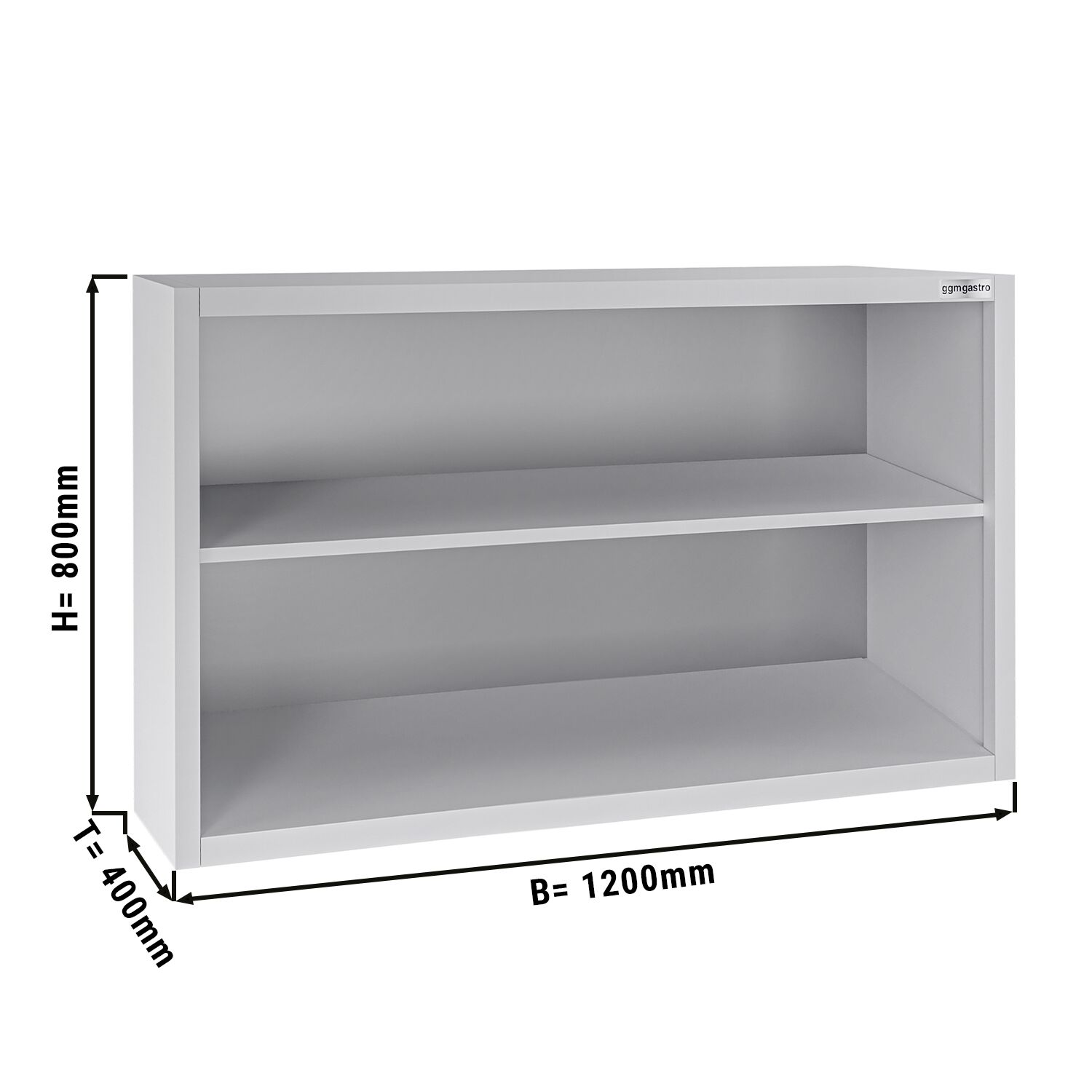 Stainless steel wall-mounted cupboard ECO - 1200x400mm - without sliding door 800mm high