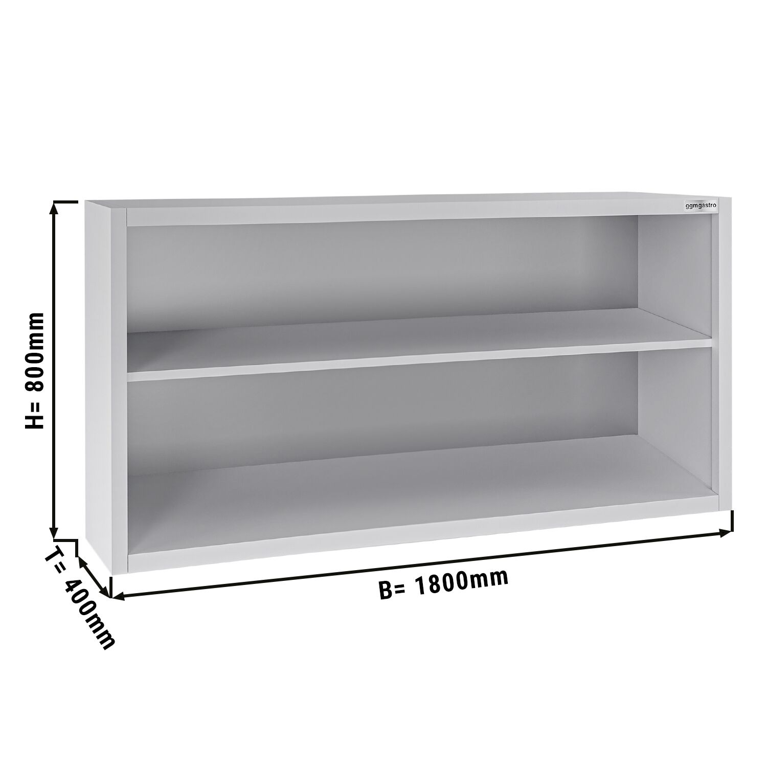 Stainless steel wall-mounted cupboard ECO - 1800x400mm - without sliding door 800mm high