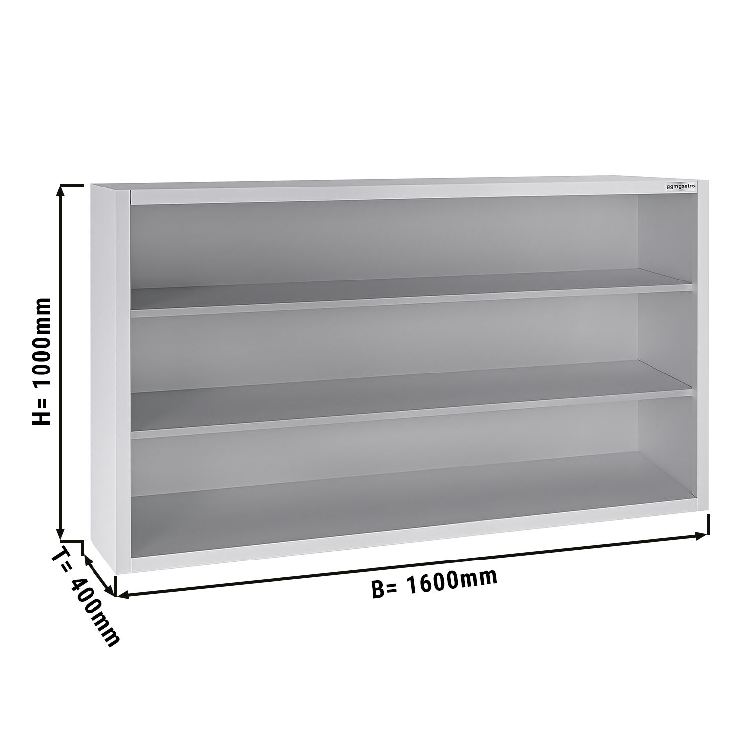 Stainless steel wall cabinet ECO - 1600x400mm - with sliding door 1000mm high