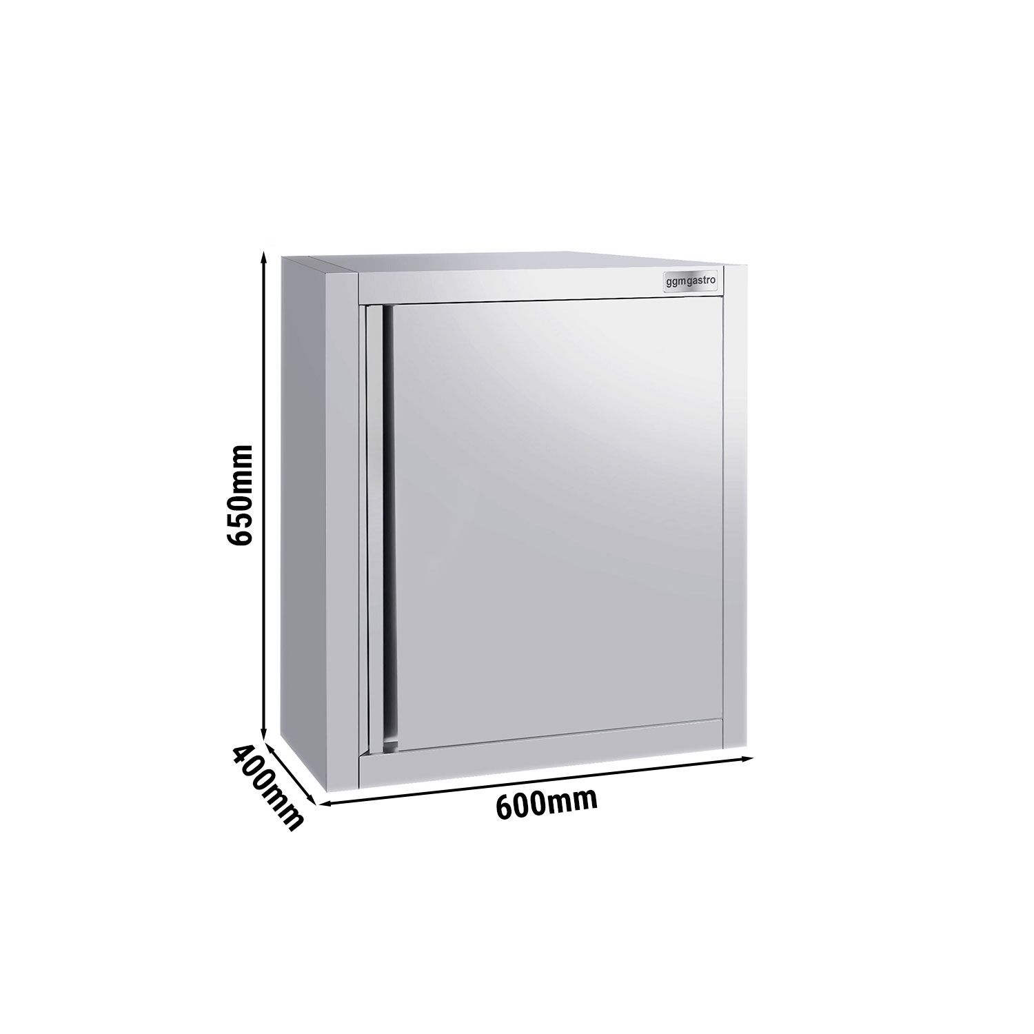 Stainless steel wall cabinet ECO - 600x400mm - with hinged door - 650mm high