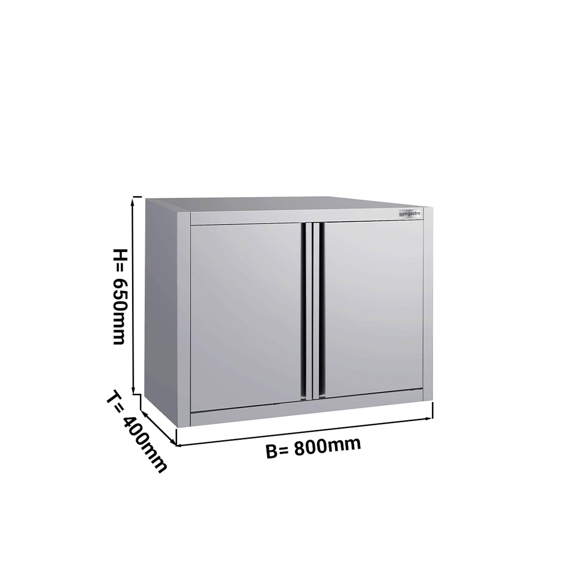 Stainless steel wall cabinet ECO - 800x400mm - with hinged door - 650mm high