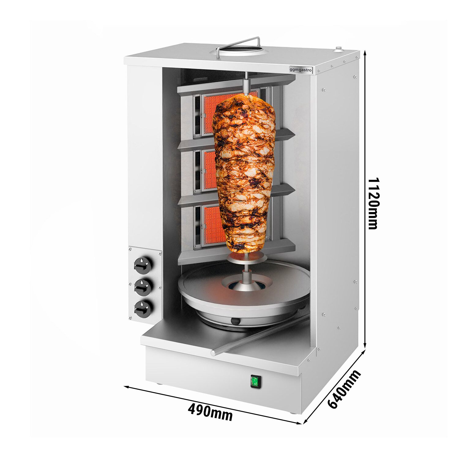 Gas shawarma/ doner kebab grill - 3 burners - max. 40 kg