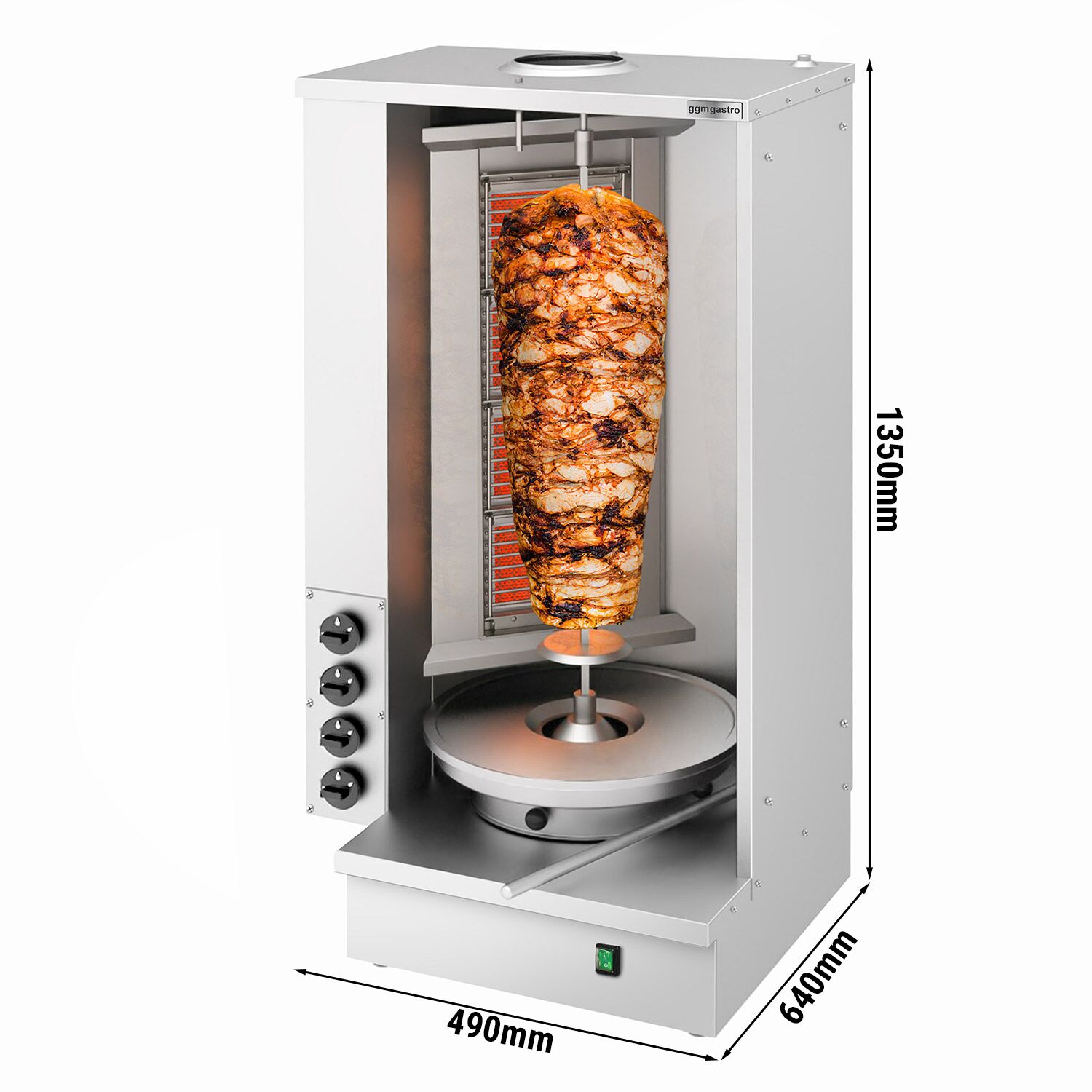 Gas shawarma/ doner kebab grill - 4 burners - max. 60 kg
