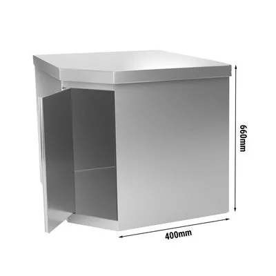 Stainless steel corner wall cabinet - 700x400mm - with hinged door - height: 650mm