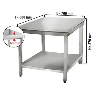 Edelstahl Arbeitstisch ECO - 700x600mm - mit Grundboden ohne Aufkantung